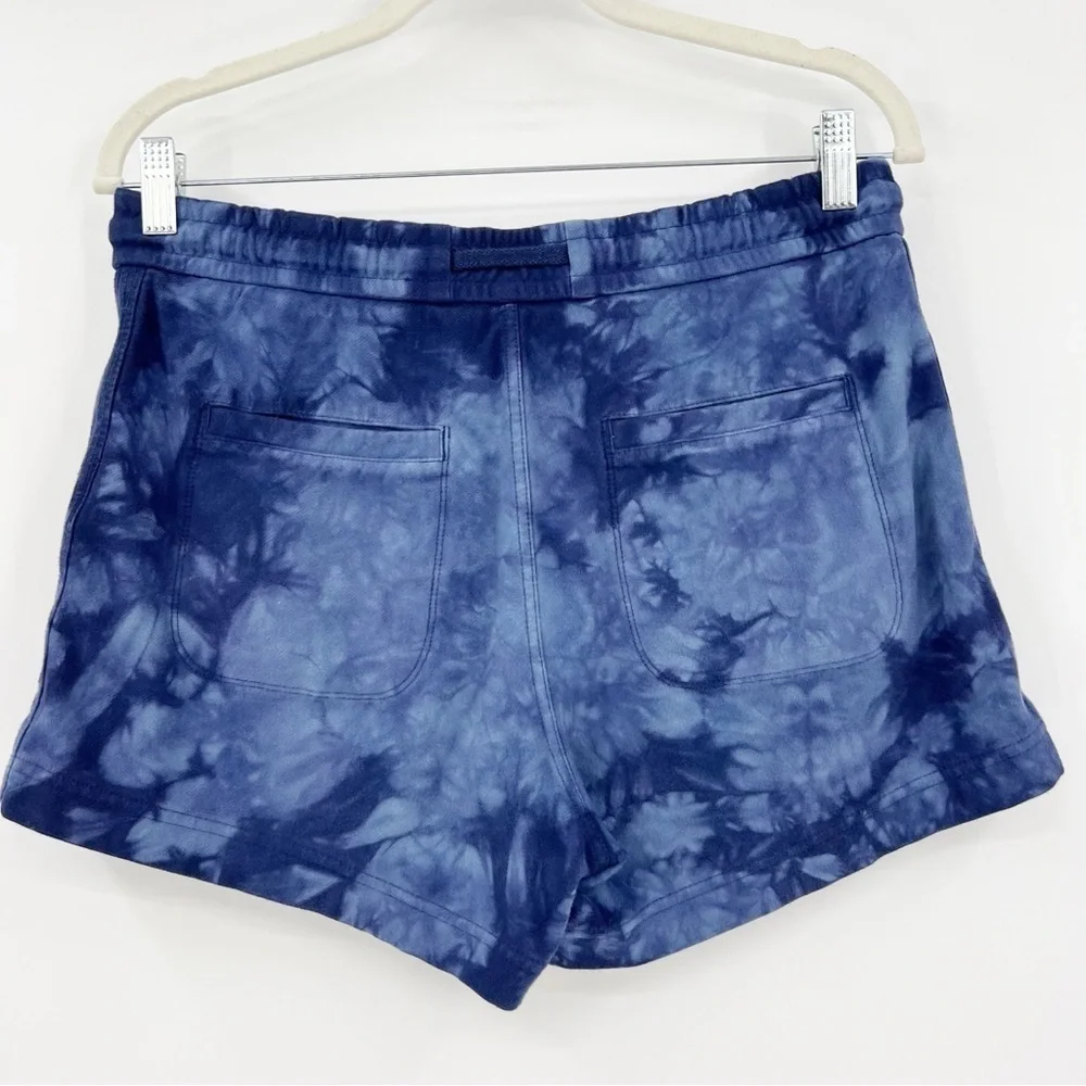 Athleta Farallon Blue Tie Dye Shorts Size S Drawstring Run Around Lounge - Picture 5 of 9